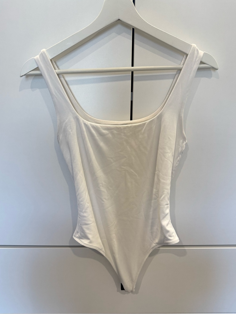 Babaton White Square Neck Bodysuit- US S